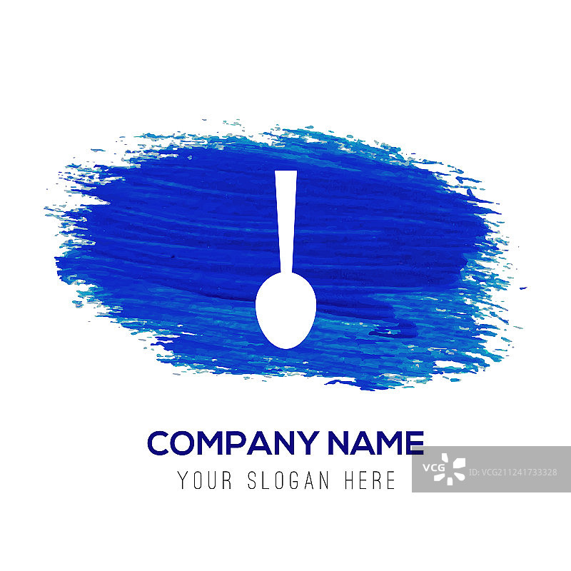 勺子图标 - 蓝色水彩背景图片素材