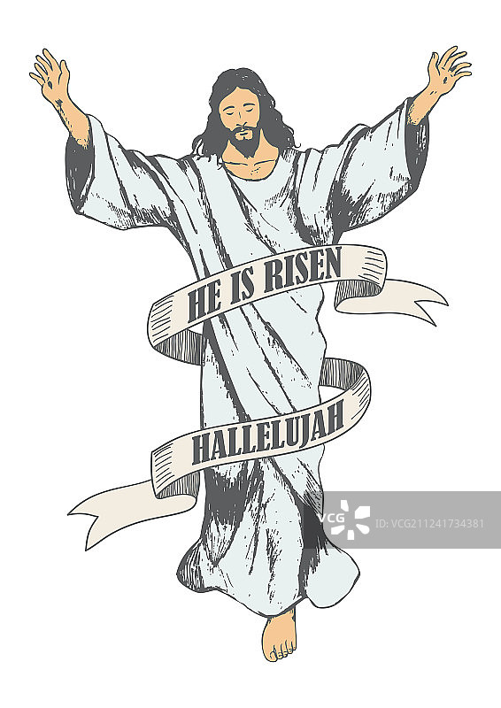 耶稣基督升天素描图片素材