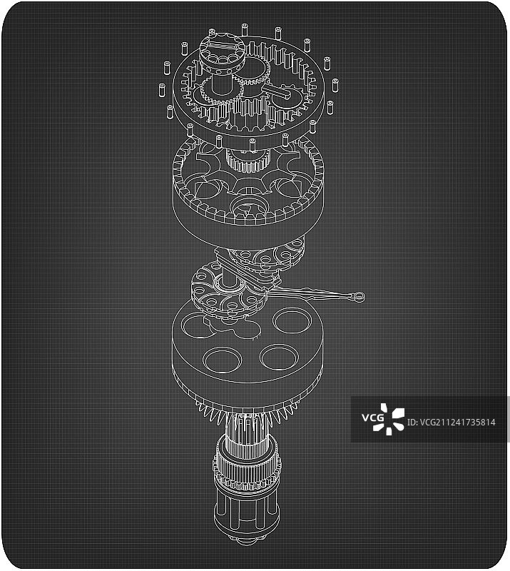 灰色背景上的飞机发动机曲轴图片素材