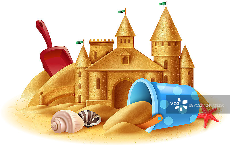 逼真的沙堡背景图片素材