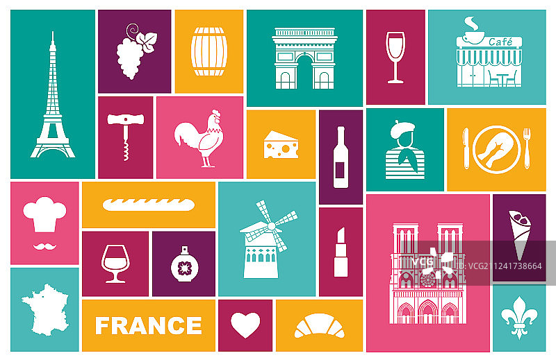 法国标志扁平图标集图片素材