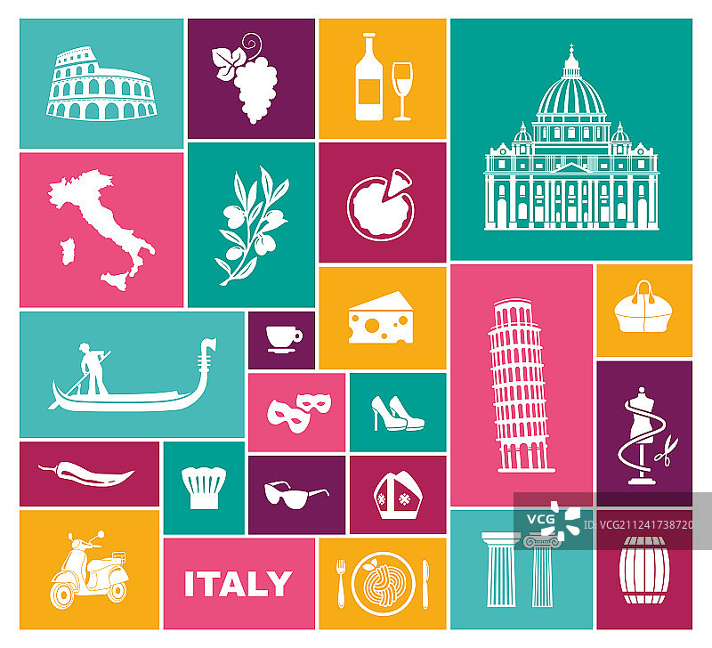 意大利传统标志扁平图标图片素材