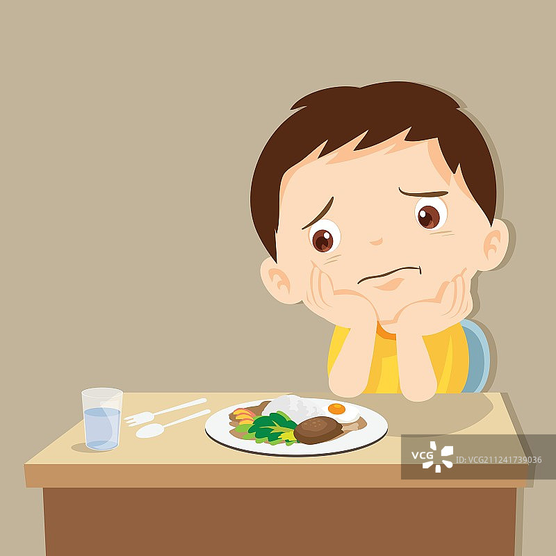 对食物感到厌烦的男孩图片素材