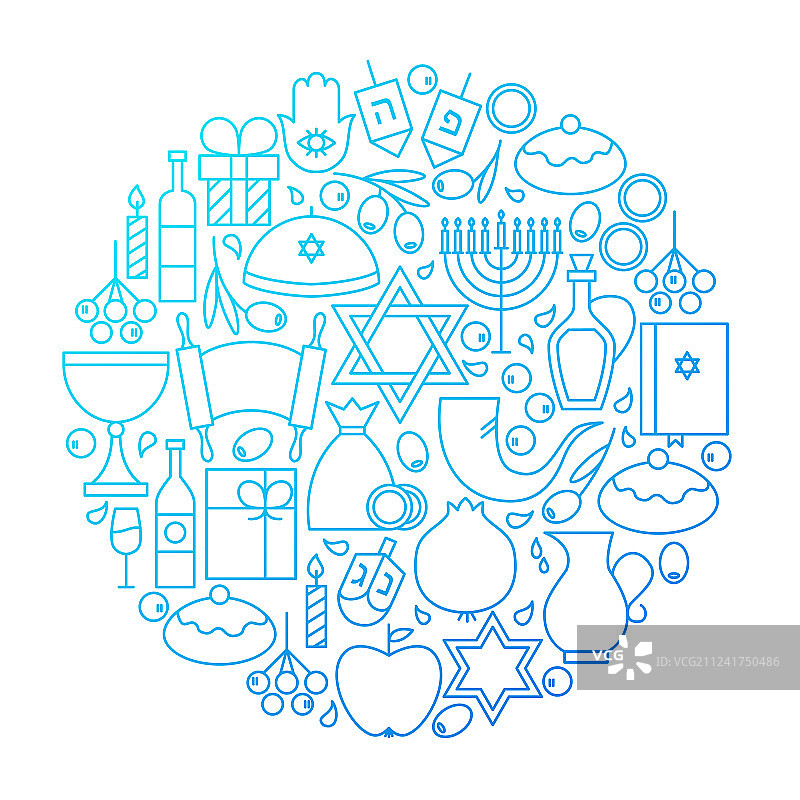 光明节线条图标圆形设计图片素材