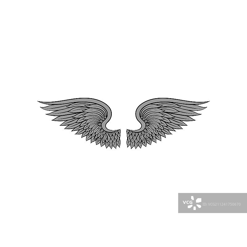 带有灰色翅膀的华丽纹章鸟或天使图片素材
