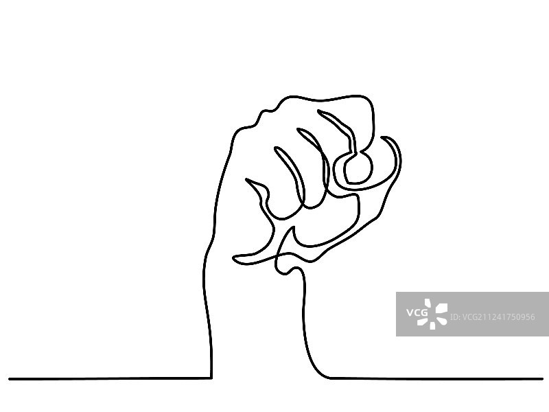 拳头连续线条画图片素材