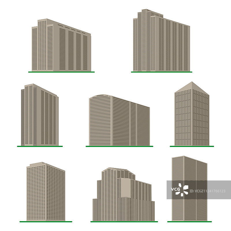八栋现代高层建筑图案图片素材