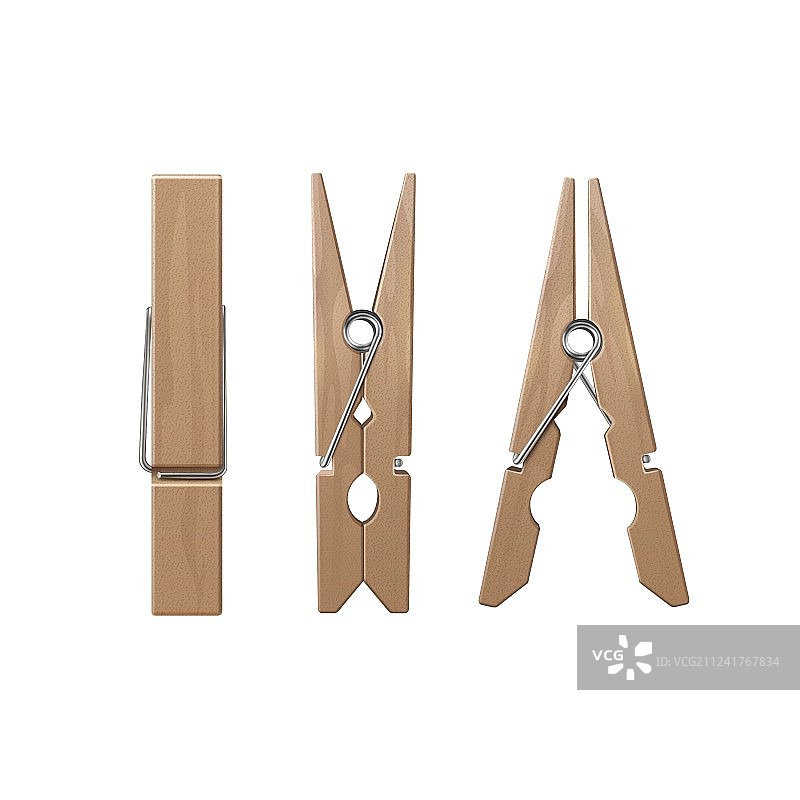 木制衣夹正面视图合集图片素材