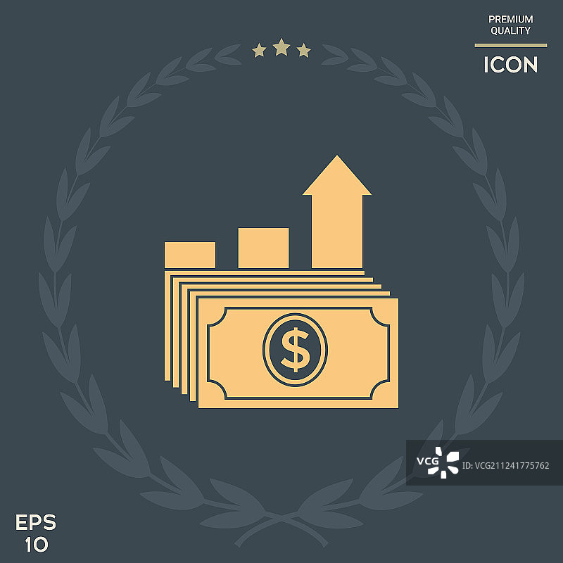 美元叠加图标，财富增长概念图片素材