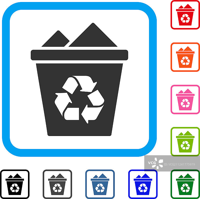 带框的满载回收箱图标图片素材