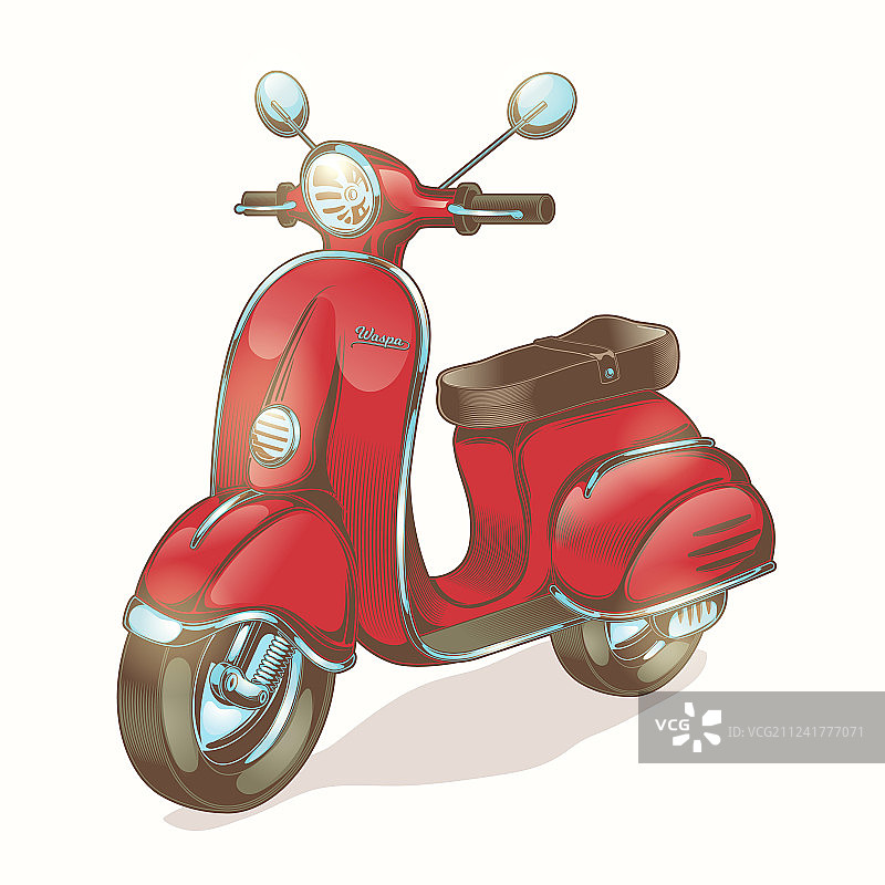 彩色红色轻便摩托车图片素材