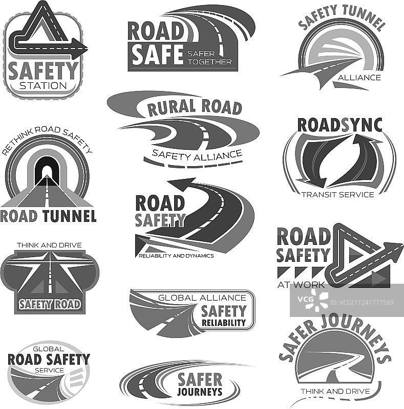 道路安全施工图标集图片素材