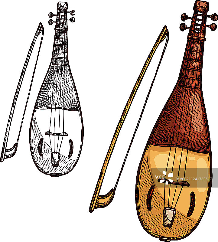 古斯里琴弦乐器速写图片素材