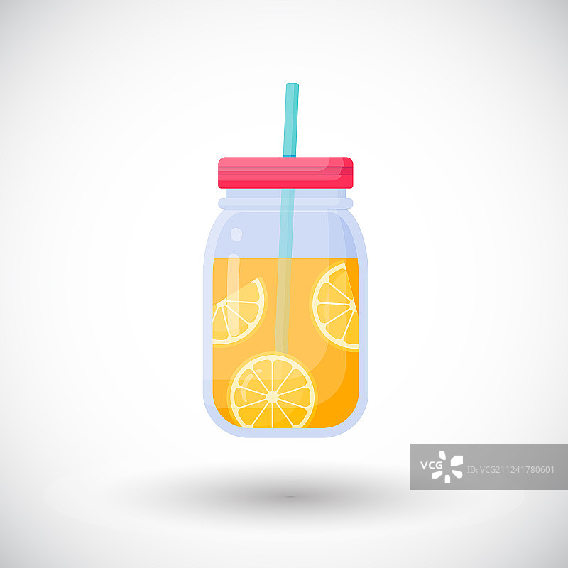 梅森罐橙汁扁平图标图片素材