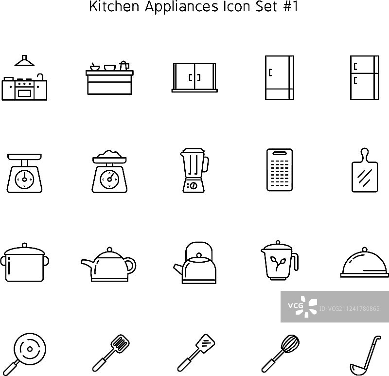 厨房电器家居用品简笔画图标图片素材