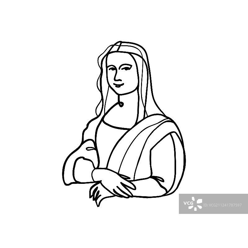 蒙娜丽莎线条艺术图片素材