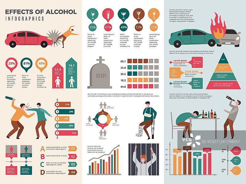 酒精中毒信息图：危险的醉酒驾驶员图片素材