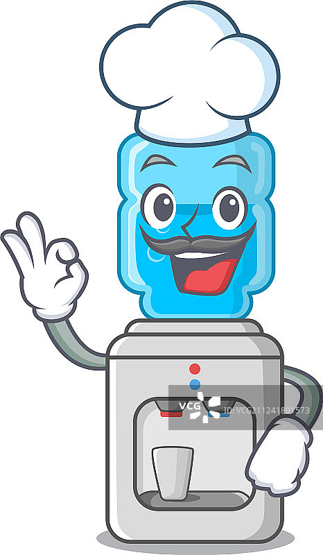 卡通厨师与电动饮水机图片素材