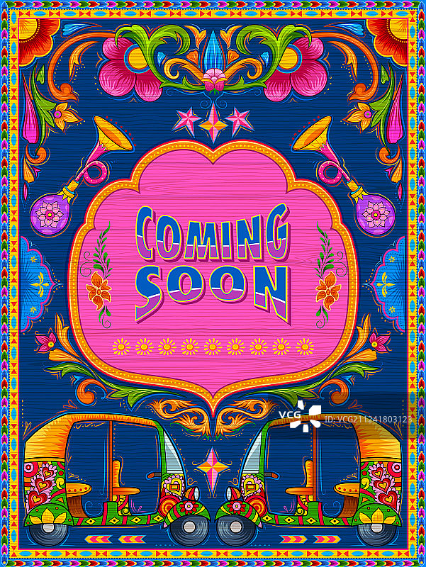 卡车艺术风格的彩色新品banner图片素材