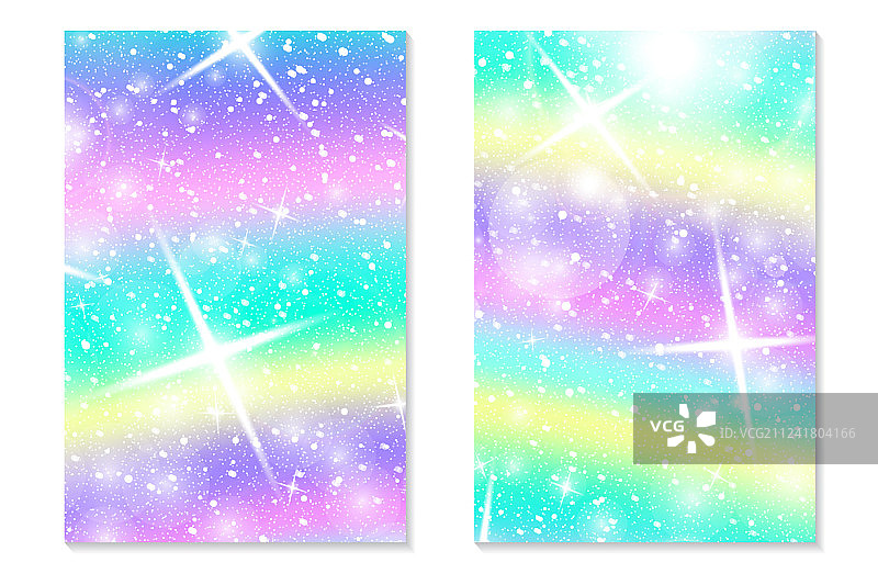 独角兽彩虹背景全息天空图片素材