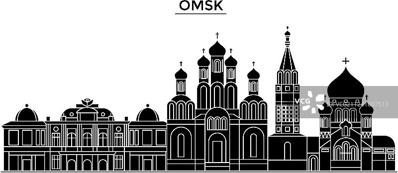 俄罗斯鄂木斯克城市建筑天际线图片素材