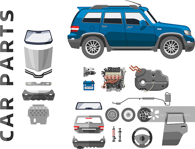 汽车维修零件扁平化设计图片素材