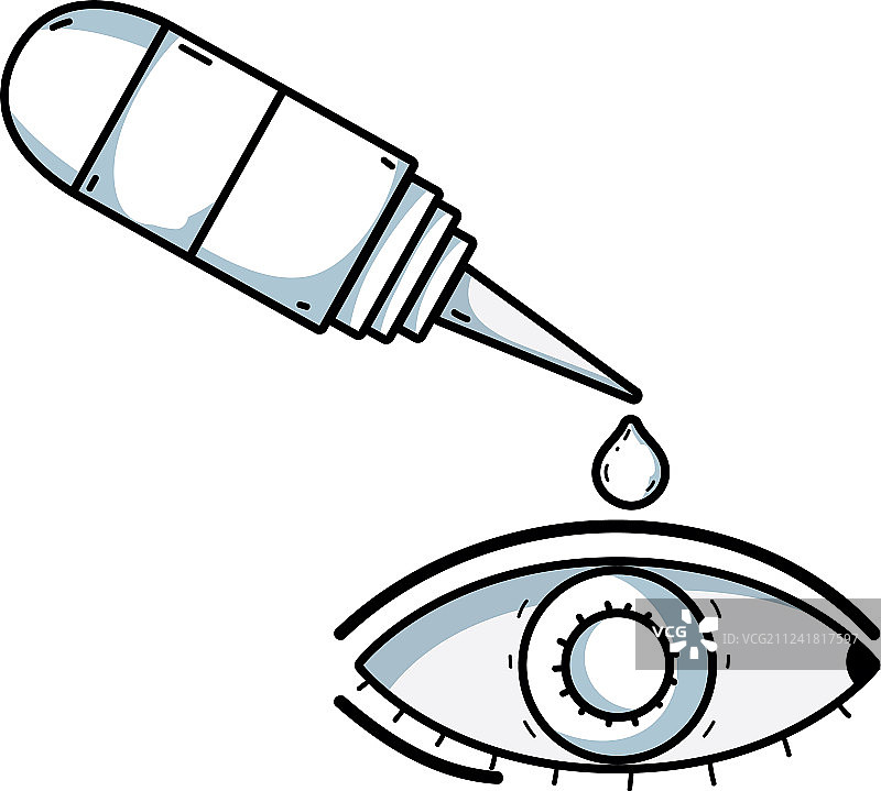 结膜炎和药用瓶的线条眼睛图片素材