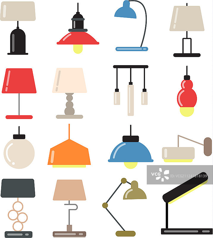 现代吊灯和桌面落地灯图片素材