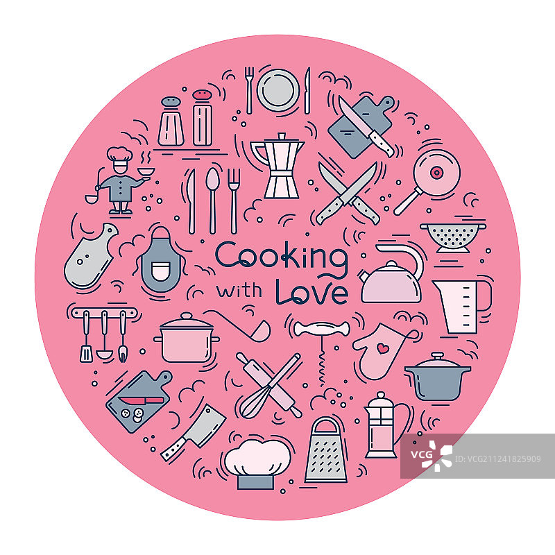 用爱烹饪圆形背景图标图片素材