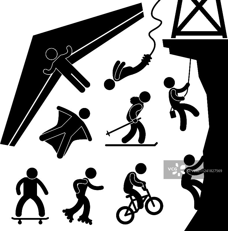 极限运动：滑翔、蹦极、攀岩图片素材