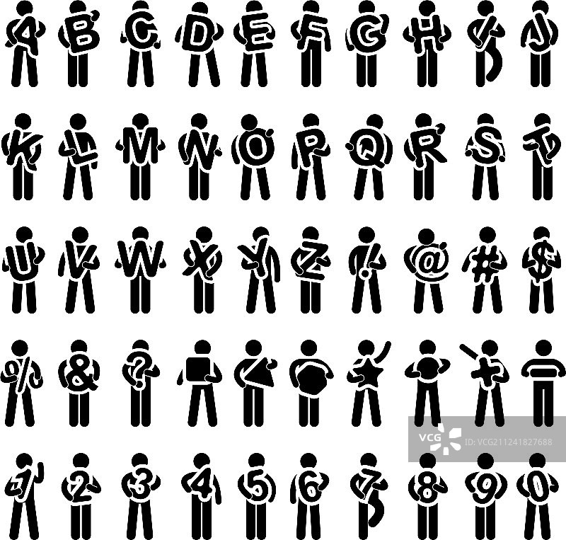 男人携带从A到Z的字母文本图片素材