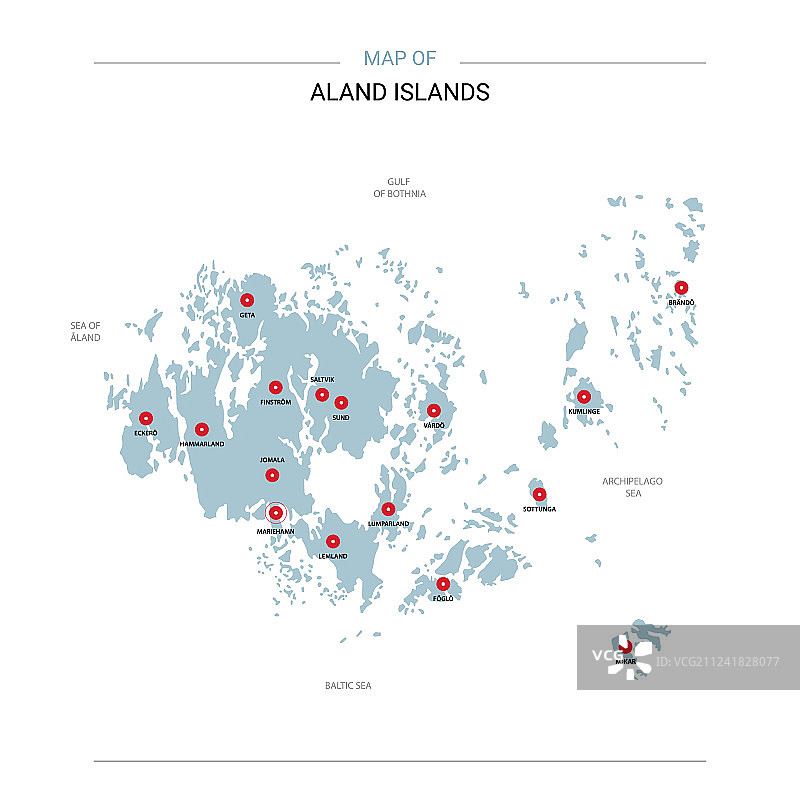 带红色图钉的奥兰群岛地图图片素材