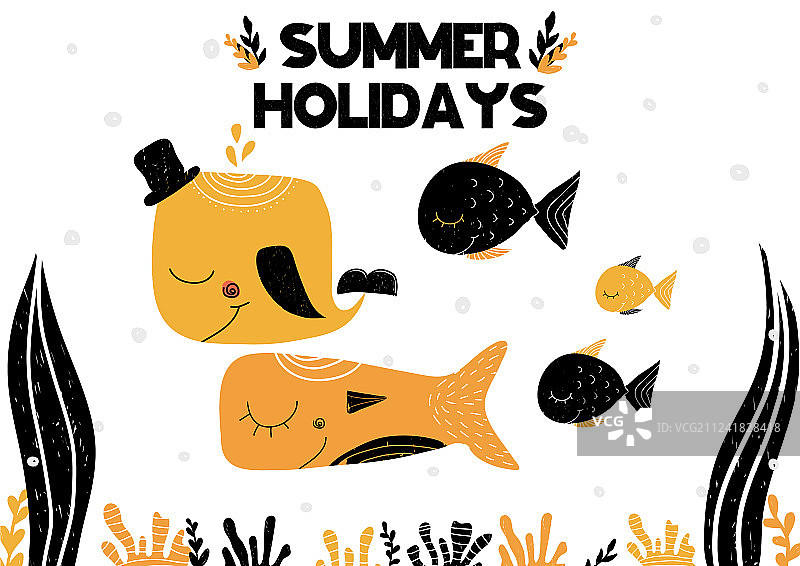 水下夏季主题卡片图片素材