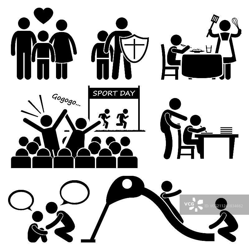 儿童需要父母的爱，卡通人物图片素材