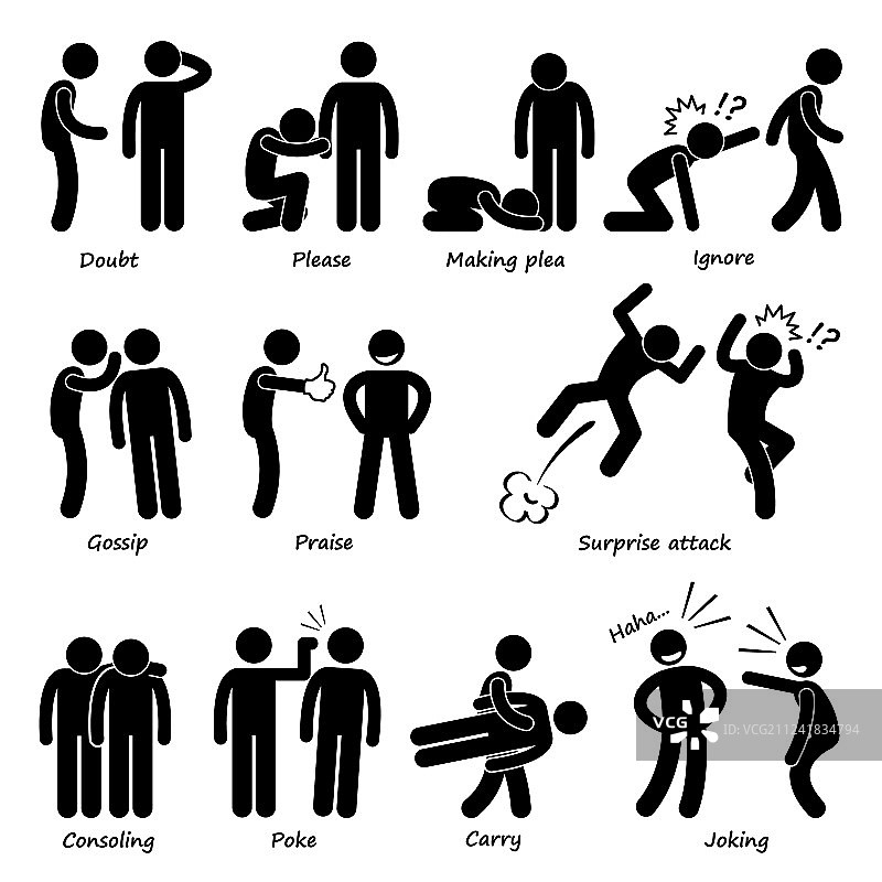 人类男性动作情感简笔画图片素材