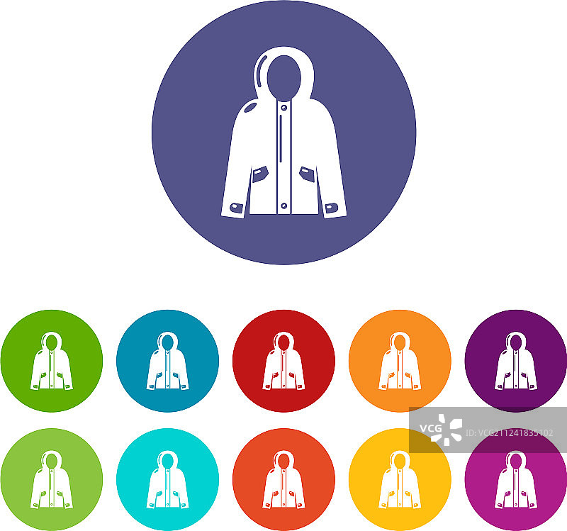 连帽夹克图标集彩色图片素材