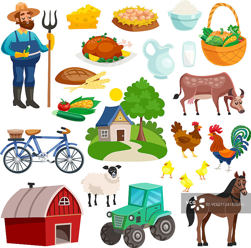 乡村装饰卡通图标合集图片素材