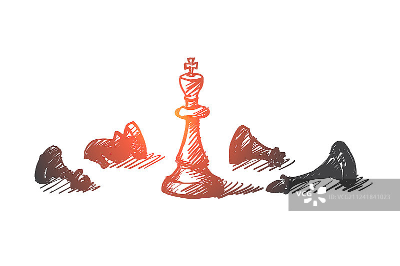 手绘国际象棋棋子，中心为国王图片素材