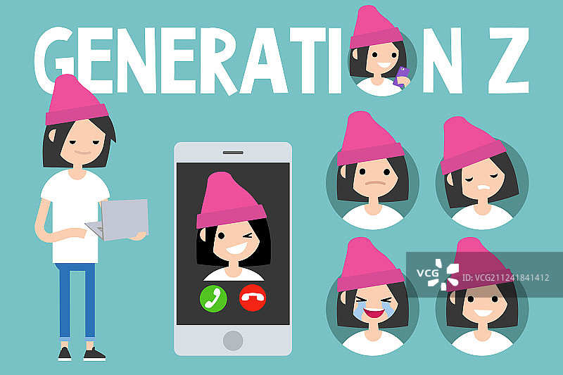 Z世代概念标识套装全身像图片素材
