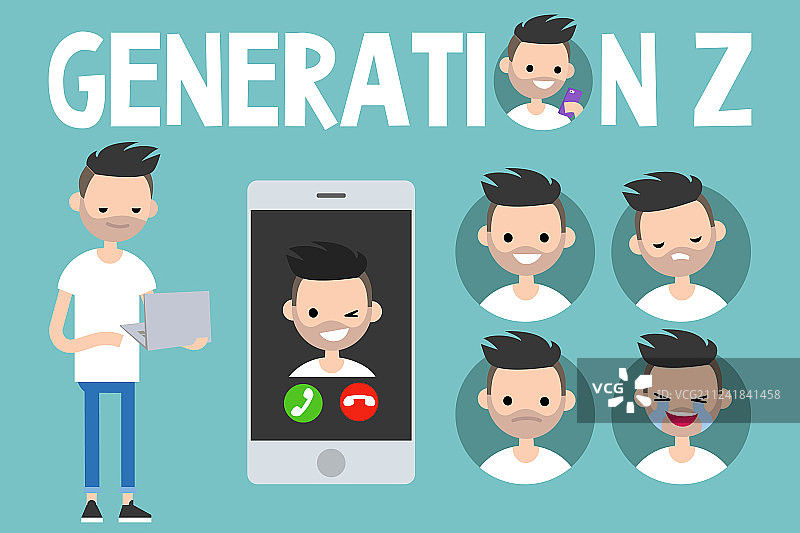 Z世代概念标识套装全身像图片素材