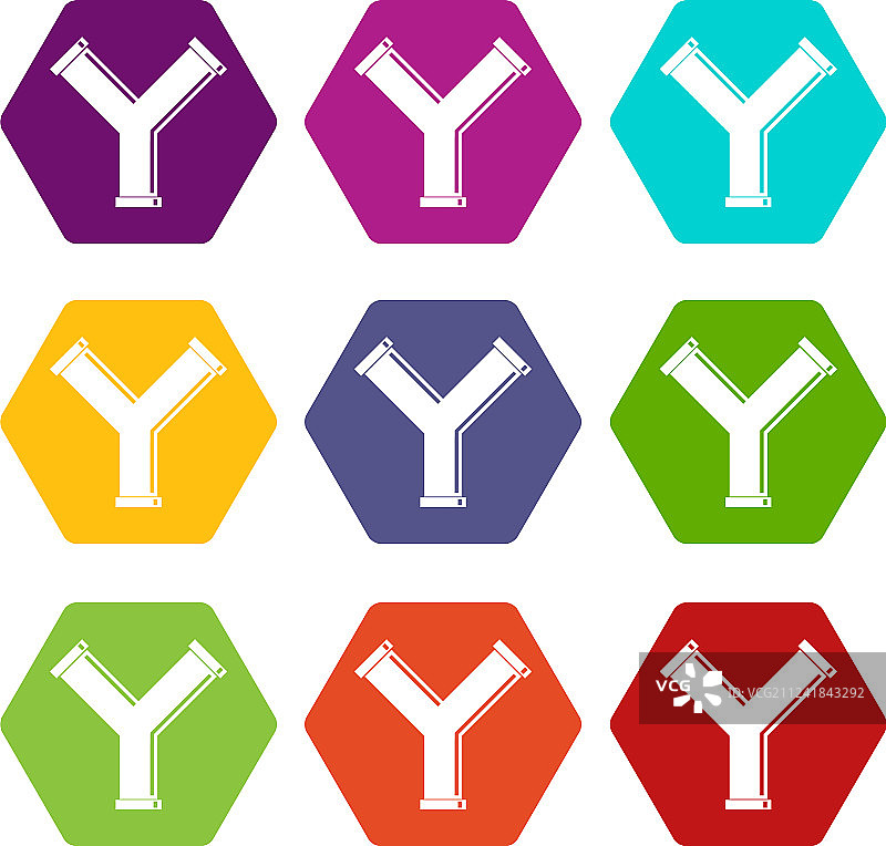 Y字形管道接口图标集图片素材