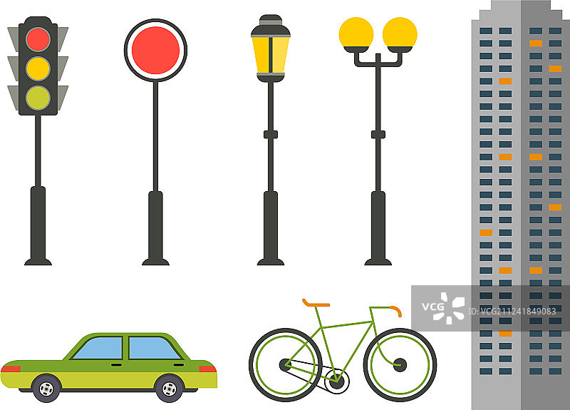 城市街道元素城市基础设施图片素材