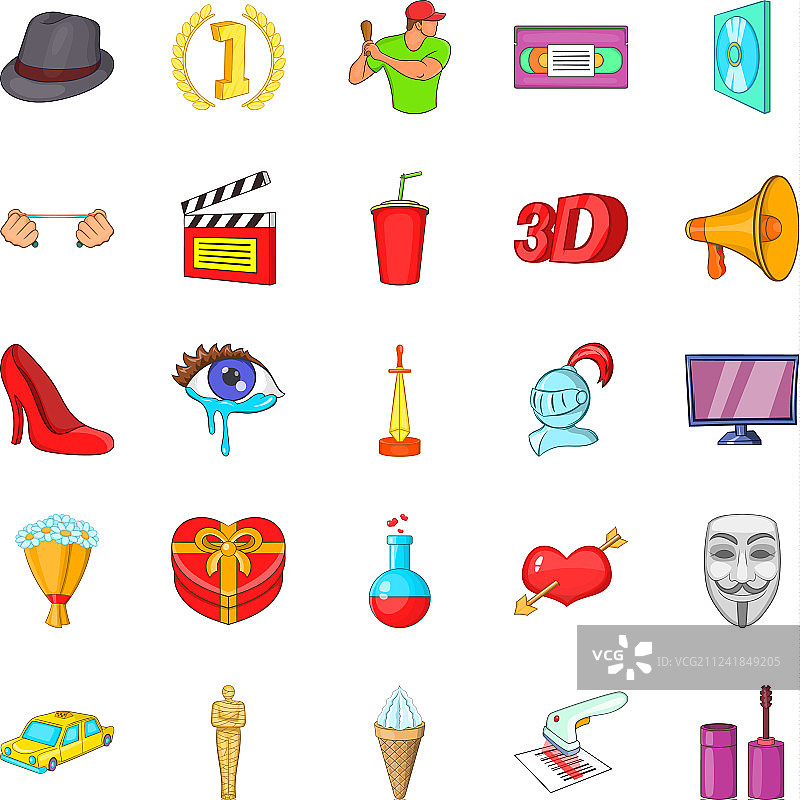 赛璐珞图标卡通风格合集图片素材