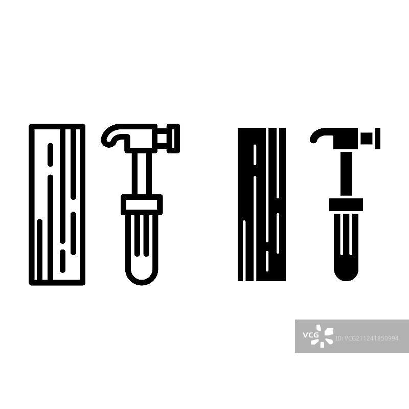 木板和锤子线条和符号图标图片素材