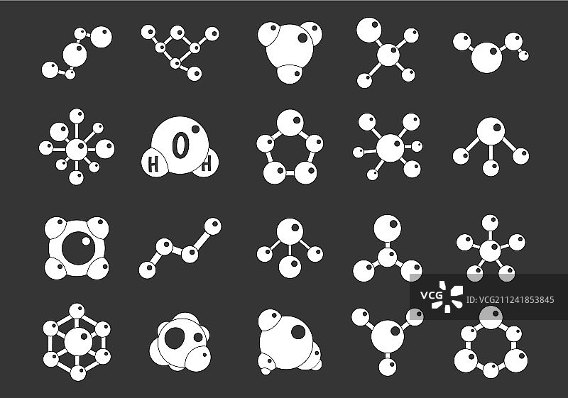 灰色分子图标合集图片素材