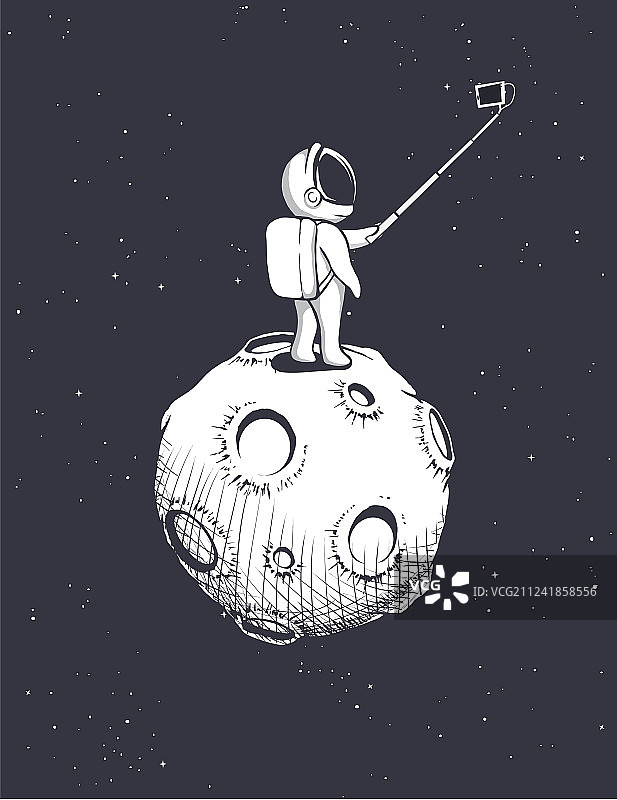 宇航员在月球上自拍图片素材