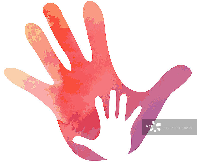 大手握小手水彩纹理图片素材