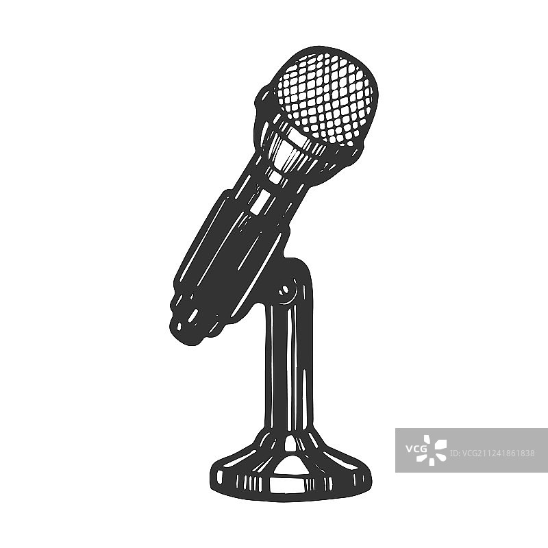 麦克风设备素描雕刻图片素材