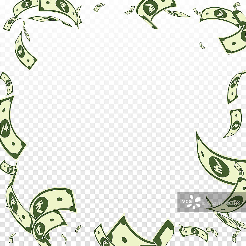 随机散落的印度卢比纸币图片素材