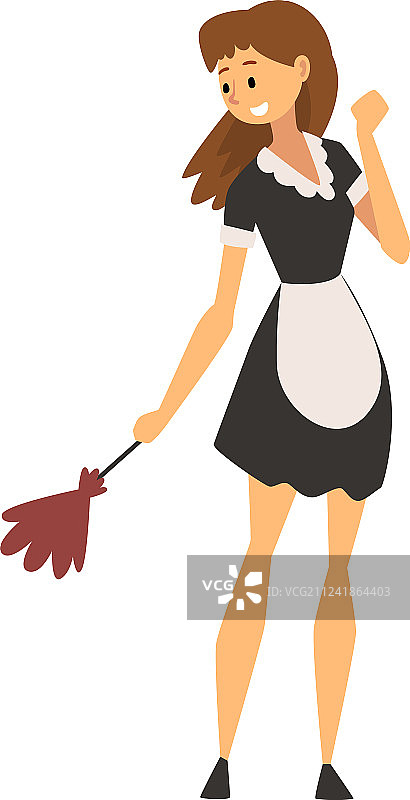 微笑的女保洁员和抹布女佣站在一起图片素材